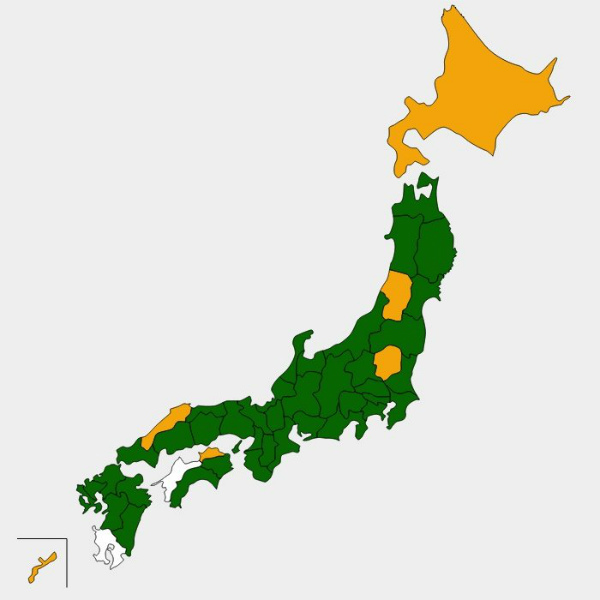 ロードスターで行った事のある県＝緑