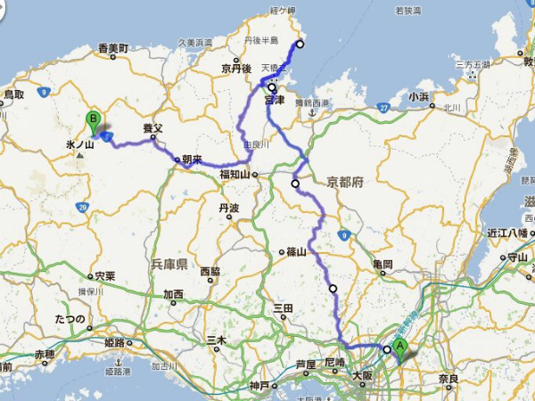  '11.10.29 次男と丹後ドライブ旅行 １日目のルート